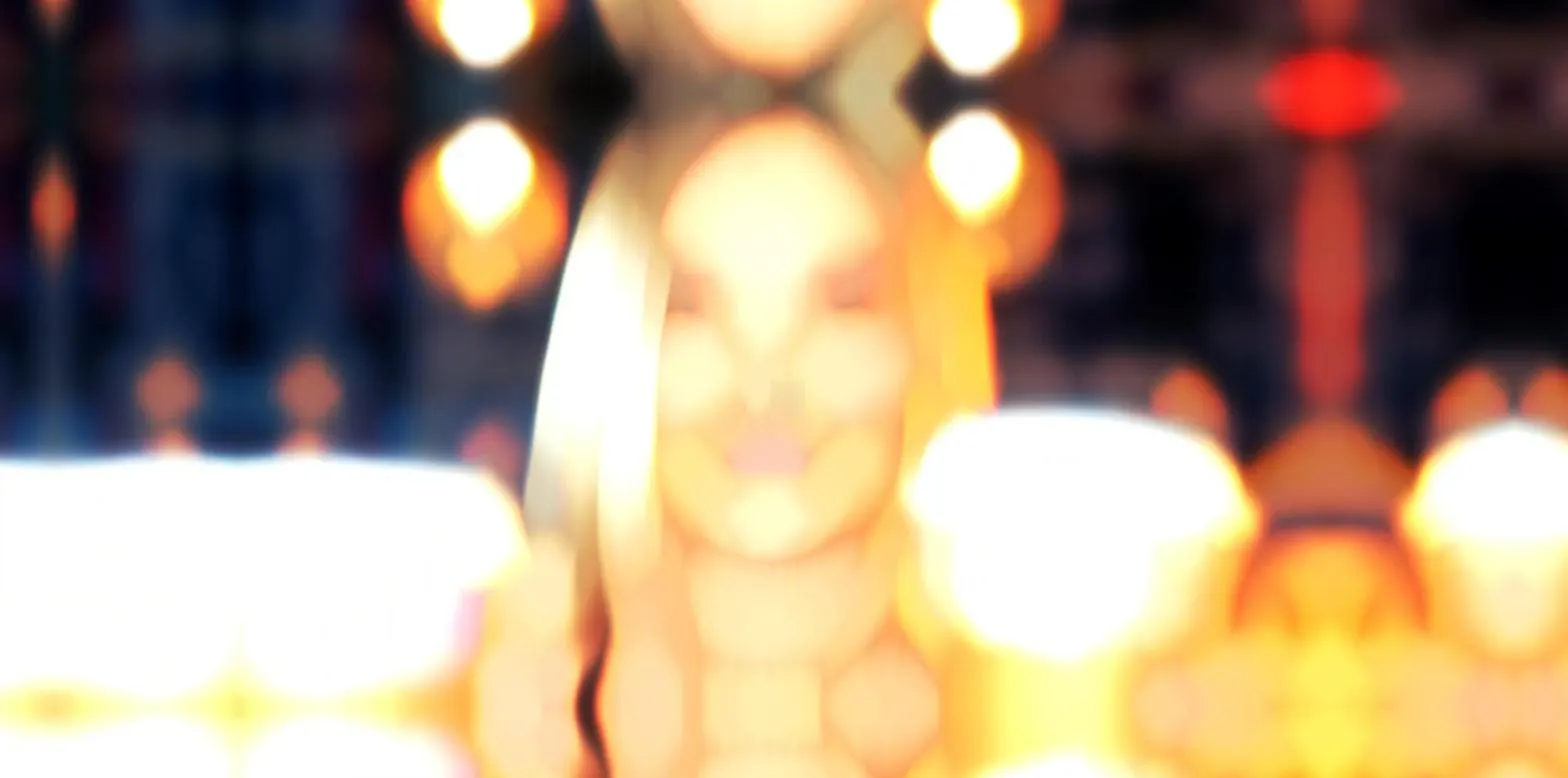 Portrait in warm bokeh light